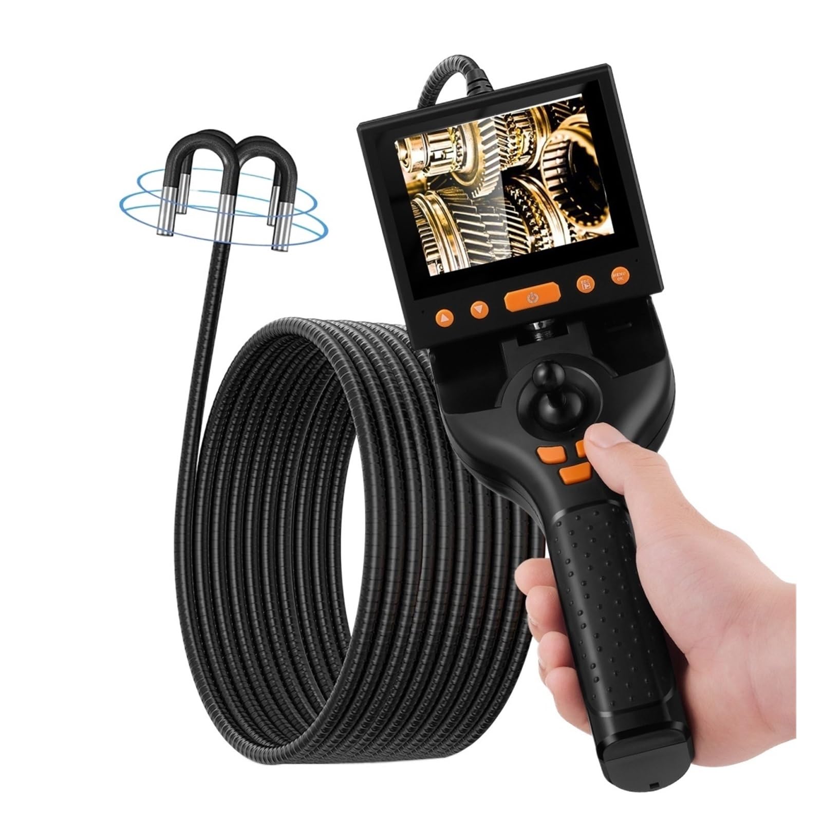 YNIYUJKL Endoscope Inspection Camera Automotive Endoscope Inspection Camera 3.5In Display 720° 4-Way Rotation Articulating Ip67 Probe With 8 Led Light,1m-Lens 8.5mm