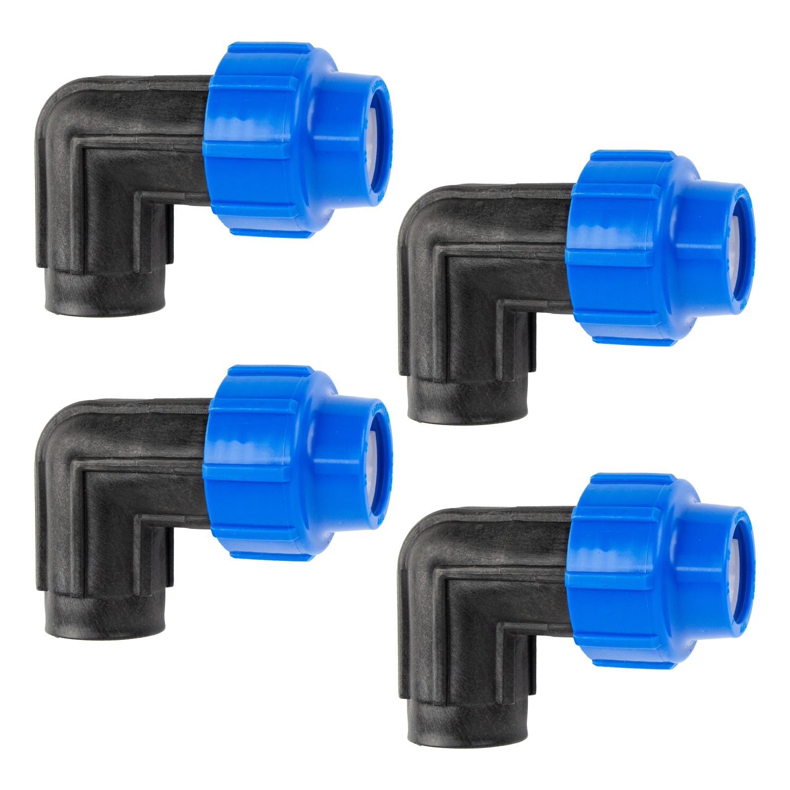 Wzzy Gurden PE Winkel 90 grad mit Innengewinde: Verbindungsstück für Anschluss am Rohrende, 25 mm x 3/4 Zoll, Quick&Easy Verbindungstechnik, selbstdichtende Gewindeverbindung(4 Stück)
