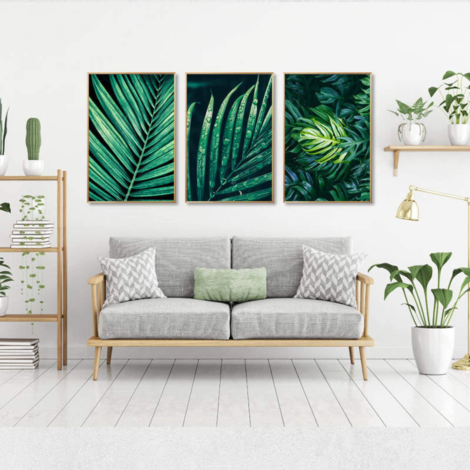 Impression photo décorative moderne de prestige feuilles tropicales 3 pièces