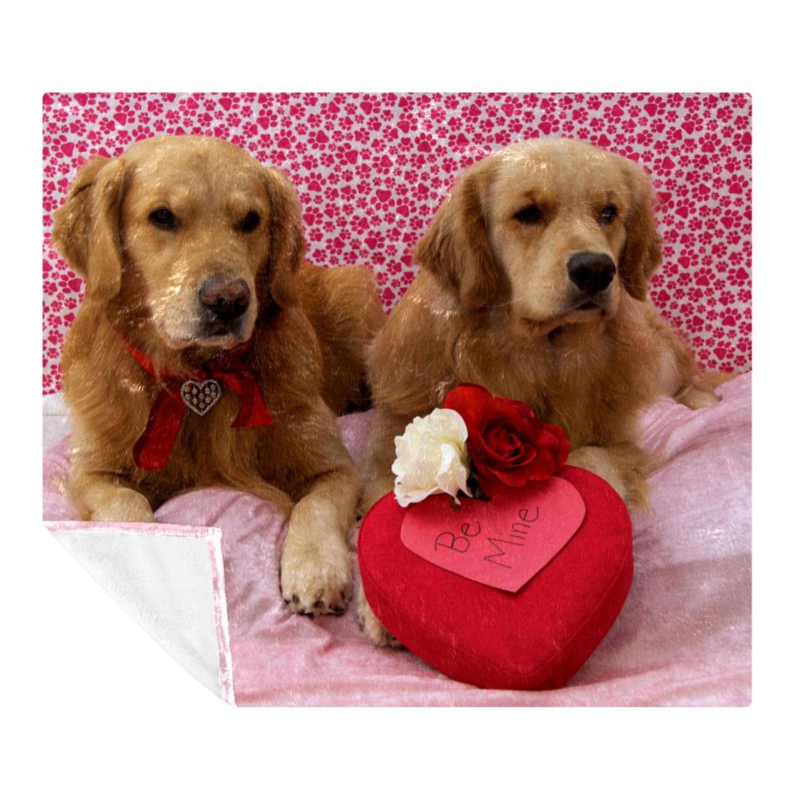Couverture polaire plaid décoratif motif couple de chiens romantique