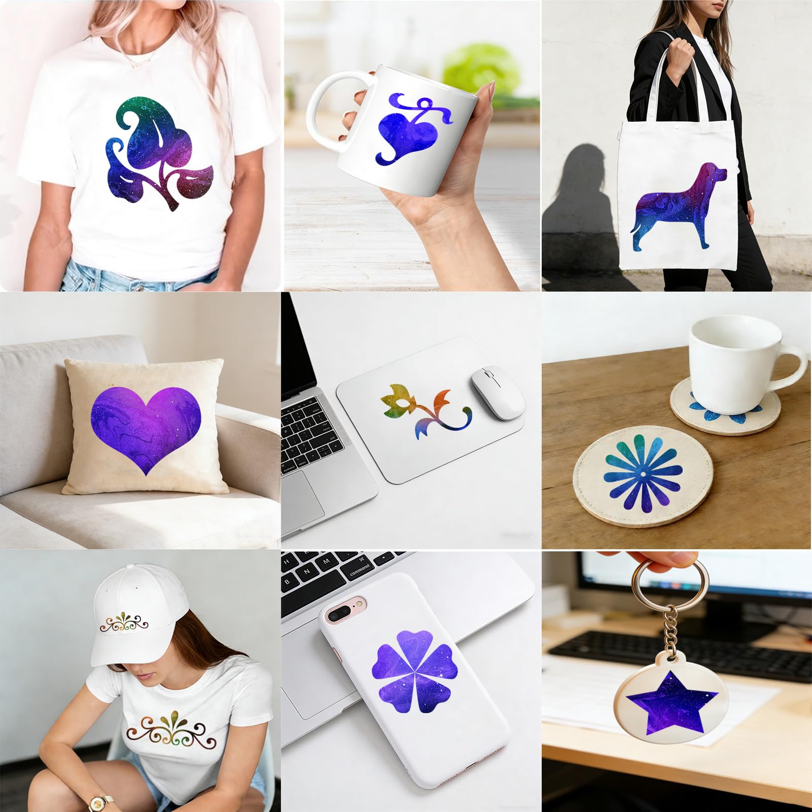 Infusible Transfer Ink Sheets, 10 Stück/Set Vorgefärbtes Sublimationspapier 30,5 x 30,5 cm Unschmelzbare Tintenblätter Transferpapier für T-Shirt, Tasse, Untersetzer (Universum)