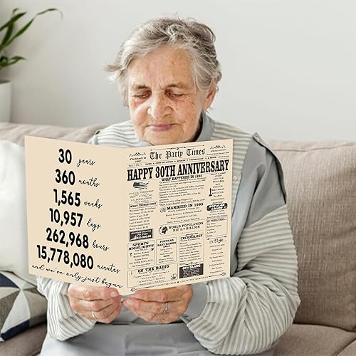 Miniatura 4 de YiKaLus Gran tarjeta de aniversario de matrimonio número 30 para marido y esposa, regalos únicos de boda de Aday para padres, decoraciones de