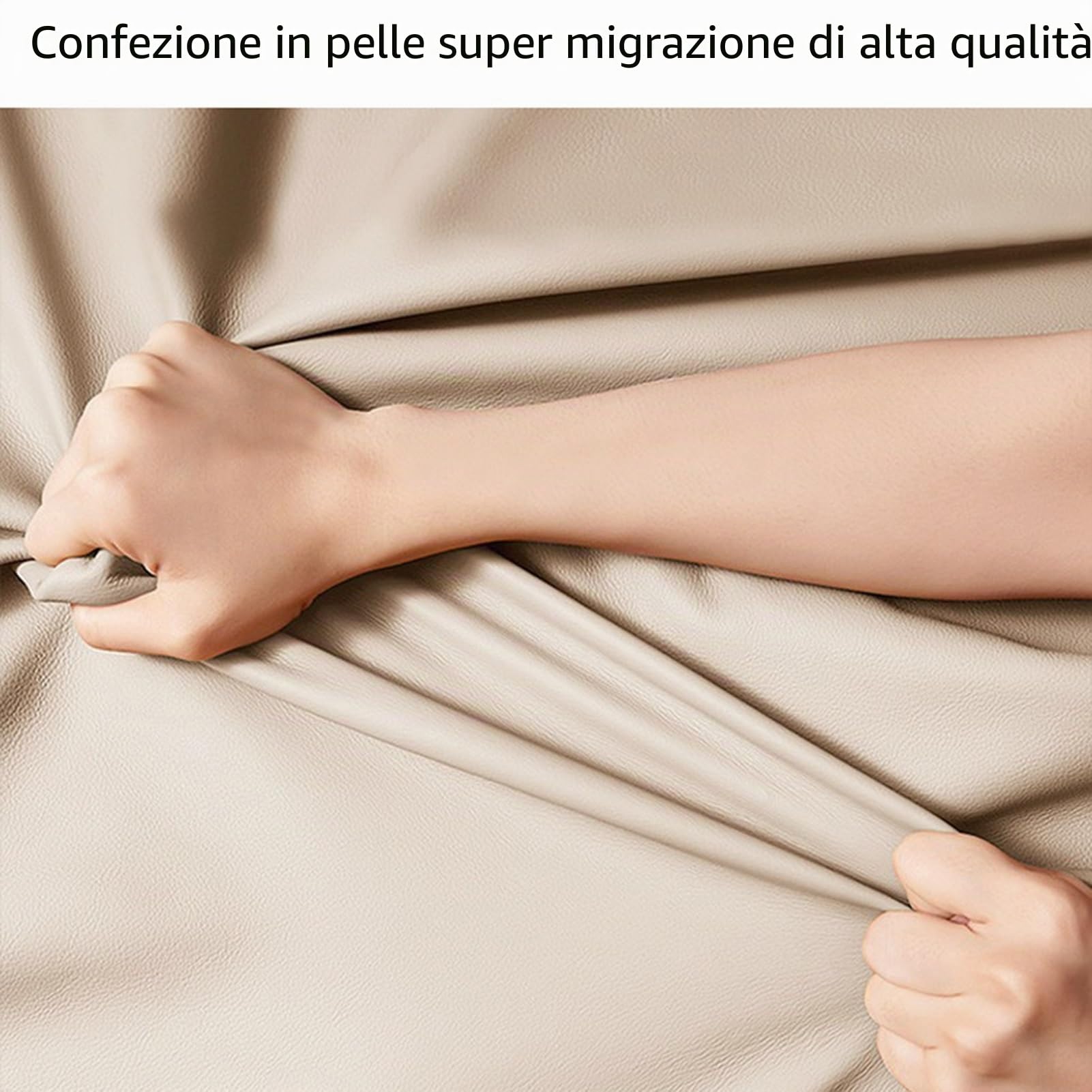 DTREEL Comodino Moderno con 2 Cassetti in Legno Massello e Pelle Microfibra, Tavolino da Camera da Letto/Soggiorno/Dormitorio, Beige, 50 cm/20 in