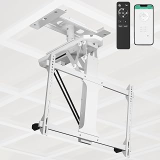 VIVO Drop Ceiling Electric TV Mount, 32 to 70 in Screens, MOUNT-KIT-FD70W1C | White, Solid Steel, Flip Down Motorized VESA Bracket, Remote Included, App and Voice Control, Holds 77 lbs