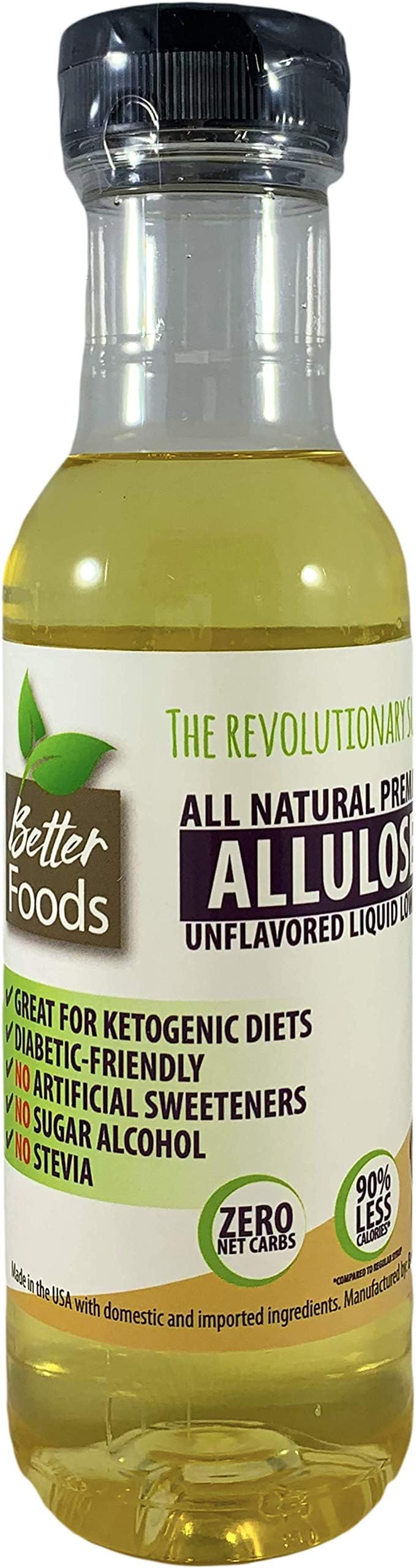 Sugar-Free Allulose Syrup Low Calorie Liquid Sweetener (All Natural Non GMO 0 Net Carb Keto Diabetic Friendly No Sugar Alcohol Soy-Free Gluten-Free Dessert Breakfast Pancake) (Plain)