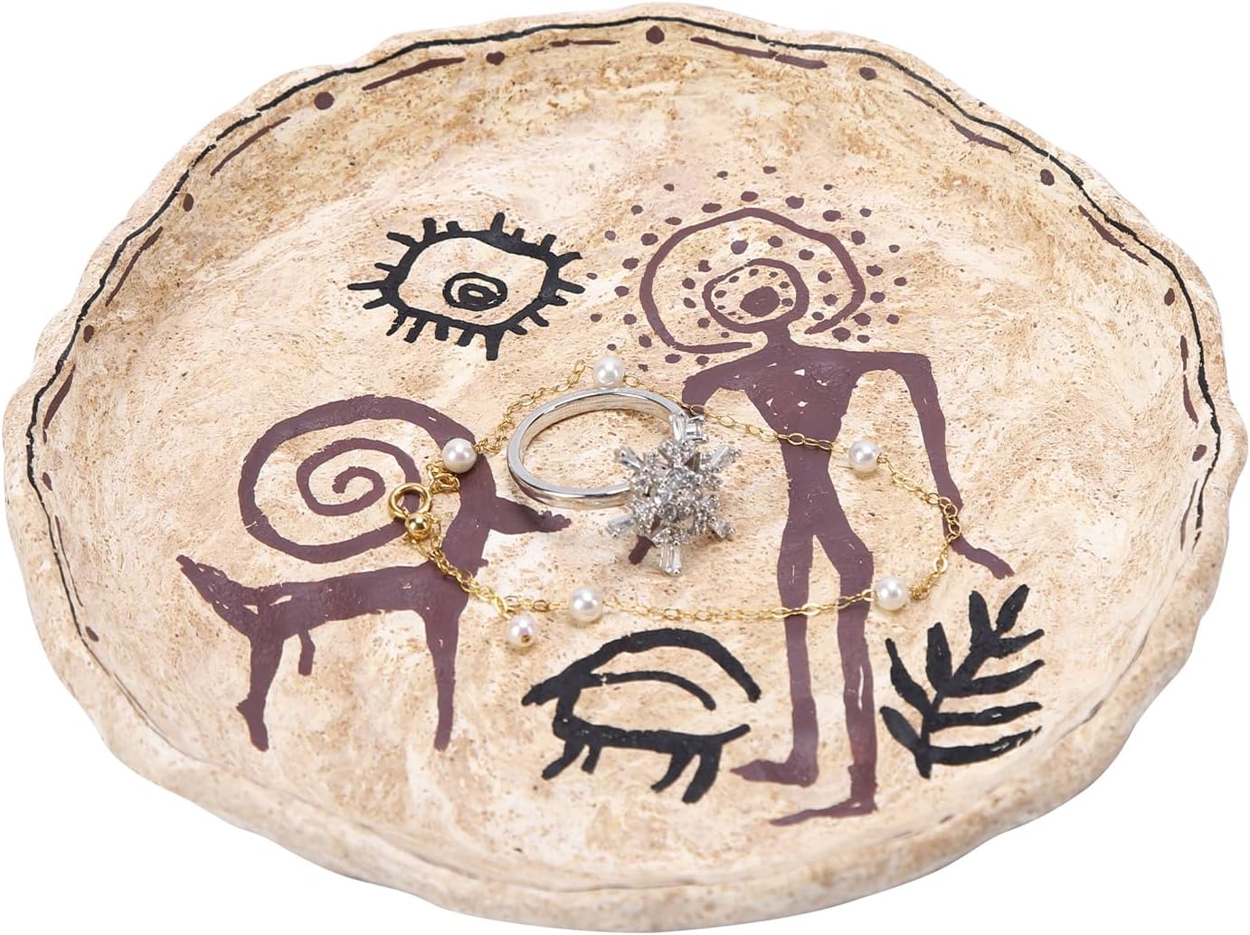 Feather Circle Trinket Dish – Blue Handmade Jewelry Tray with Symbol of Freedom & Protection (Feather Circle)