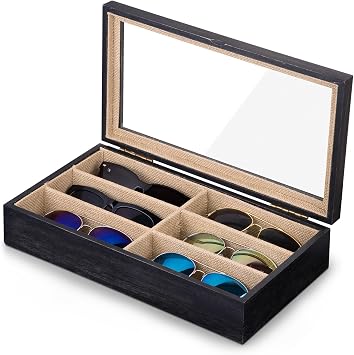 SRIWATANA Sunglasses Organizer, 6 Slots Eyeglass Holder, Black