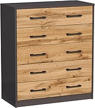 Home Collective Chest of Drawers with 5 Drawers with Matte Surface, 74 cm Wide, Wooden Cabinet Chest of Drawers with Drawers, Sideboard, Highboard, Bedroom, Living Room, Hallway, Office Organiser