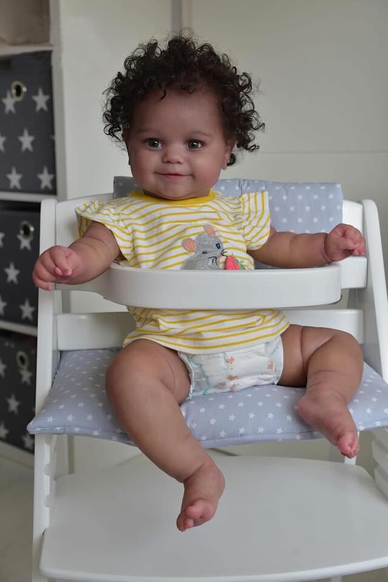 MineeQu 20 cali 50 CM African American Kręcone Włosy Noworodek Lalka Uśmiechnięta Czarna Skóra Miękkie Ciało Ważone Prezent Zestaw Reborn Pluszowe Dzieci Wyglądają Prawdziwe I Czują Prawdziwe