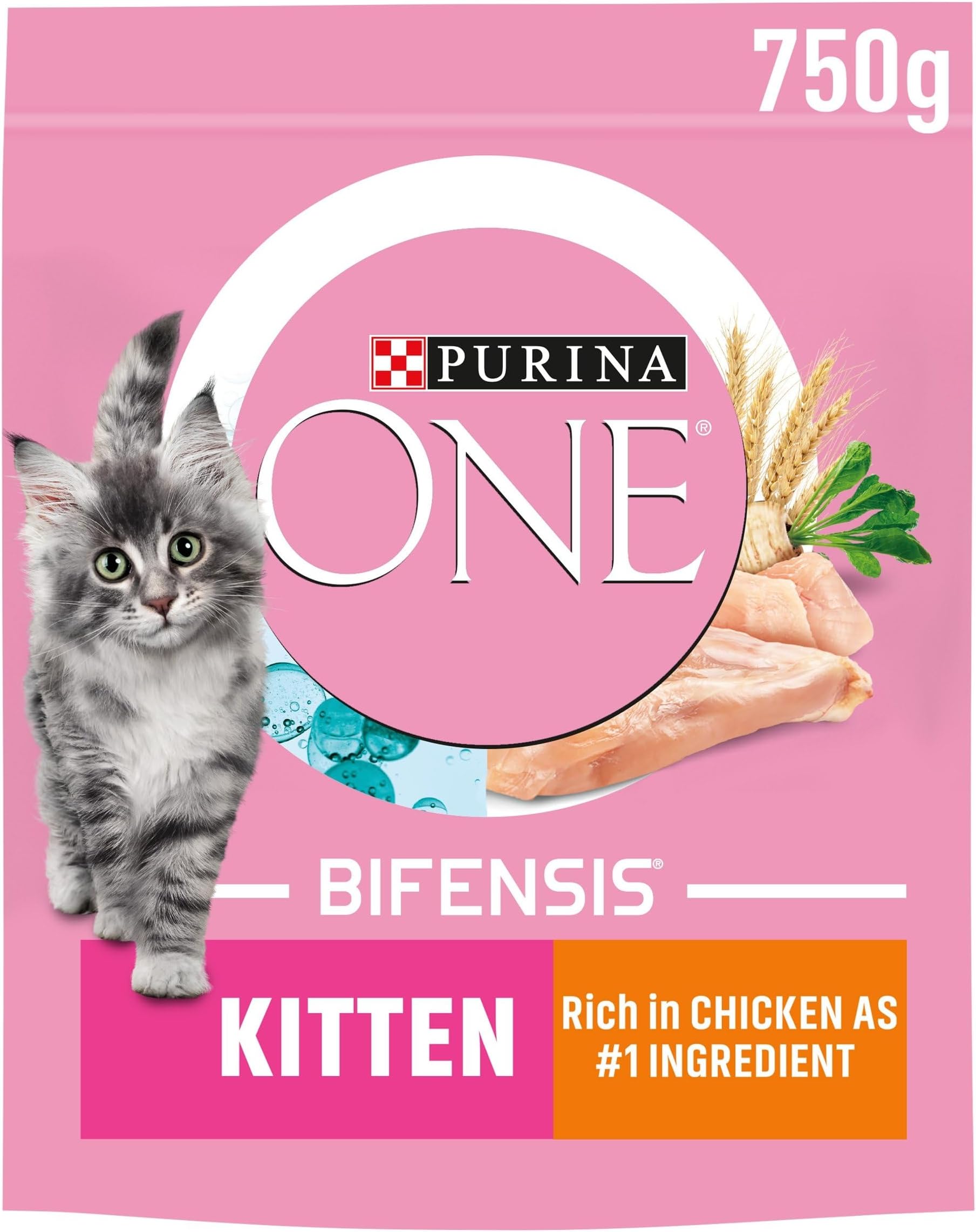 Purina One Kitten Dry Cat Food with Chicken and Wholegrain 750g