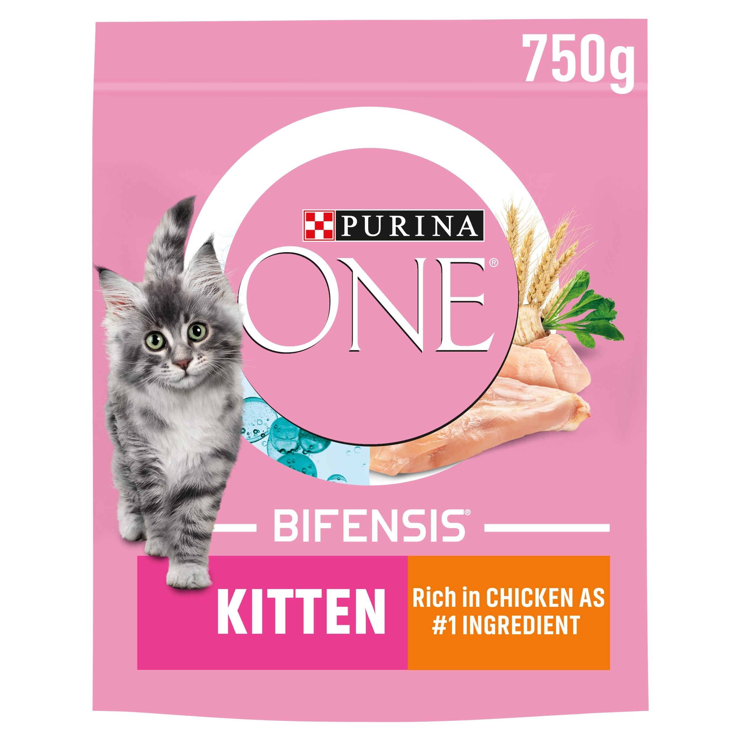Purina One Kitten Dry Cat Food with Chicken and Wholegrain 750g
