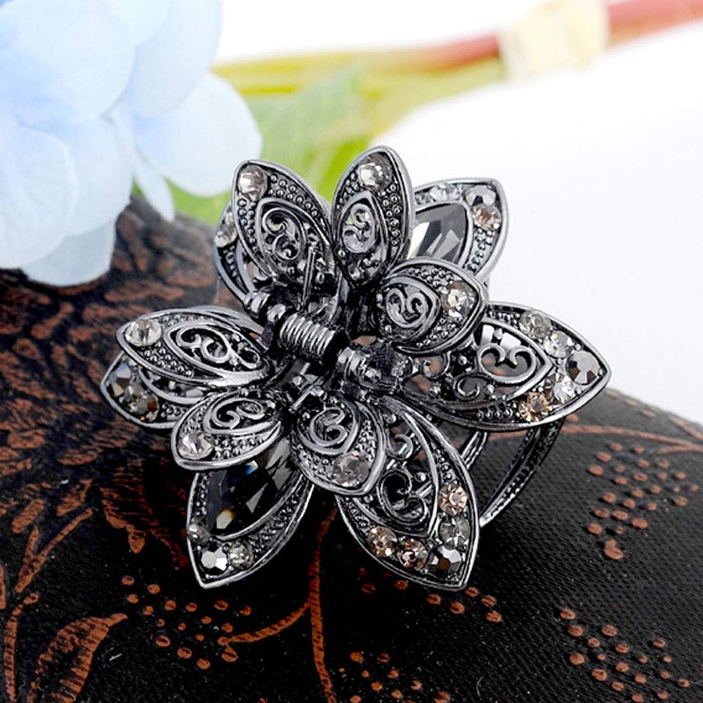 Vintage rhinestones metal Hair Clip Amazon.com : Large Metal Rhinestone Alloy Hair Claw Jaw Clip  main image 2
