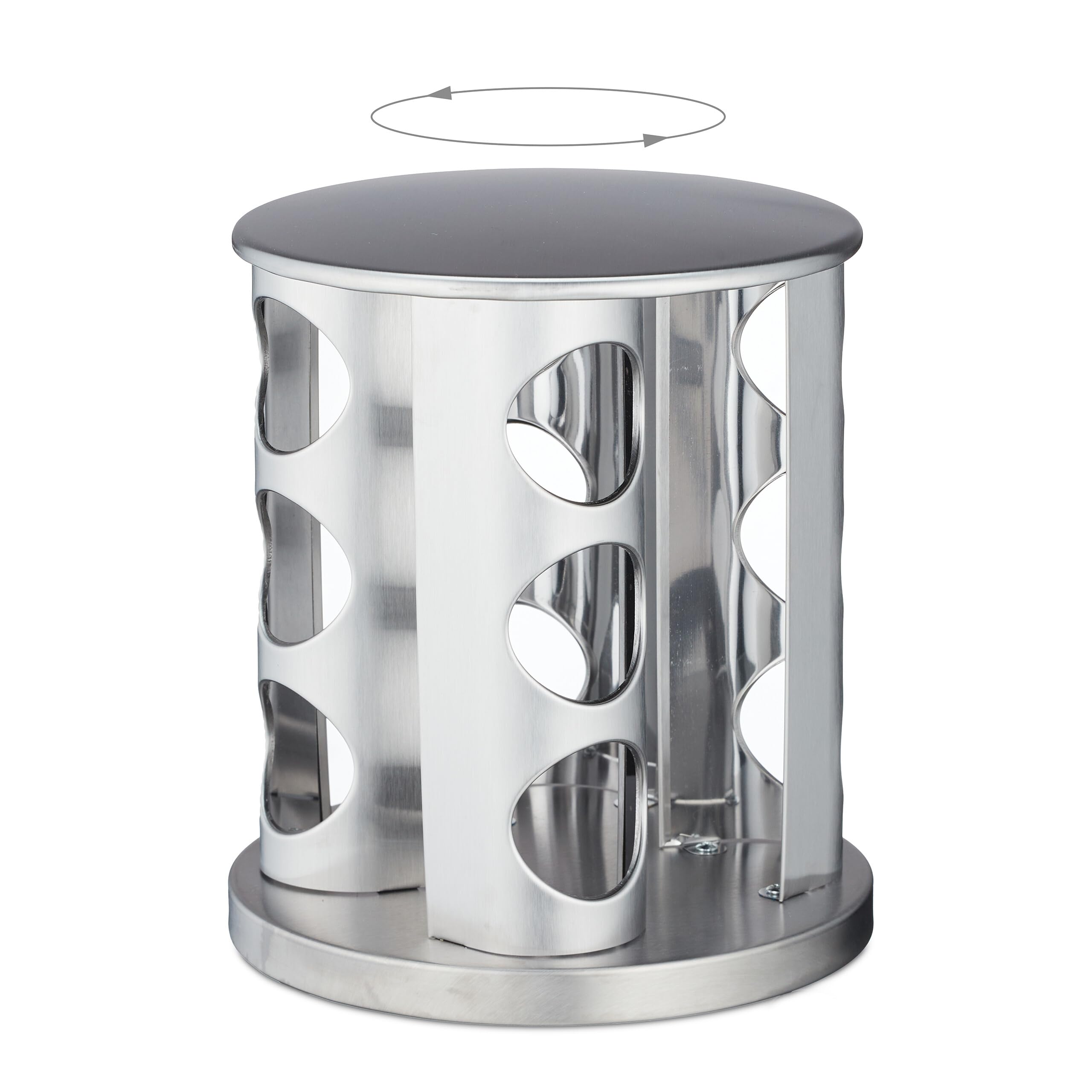 Relaxdays Tourniquet à épices, 12 Pots en Verre, chacun étant donné d’Un Embout tamiseur, Rotatif, 80 ML, argenté