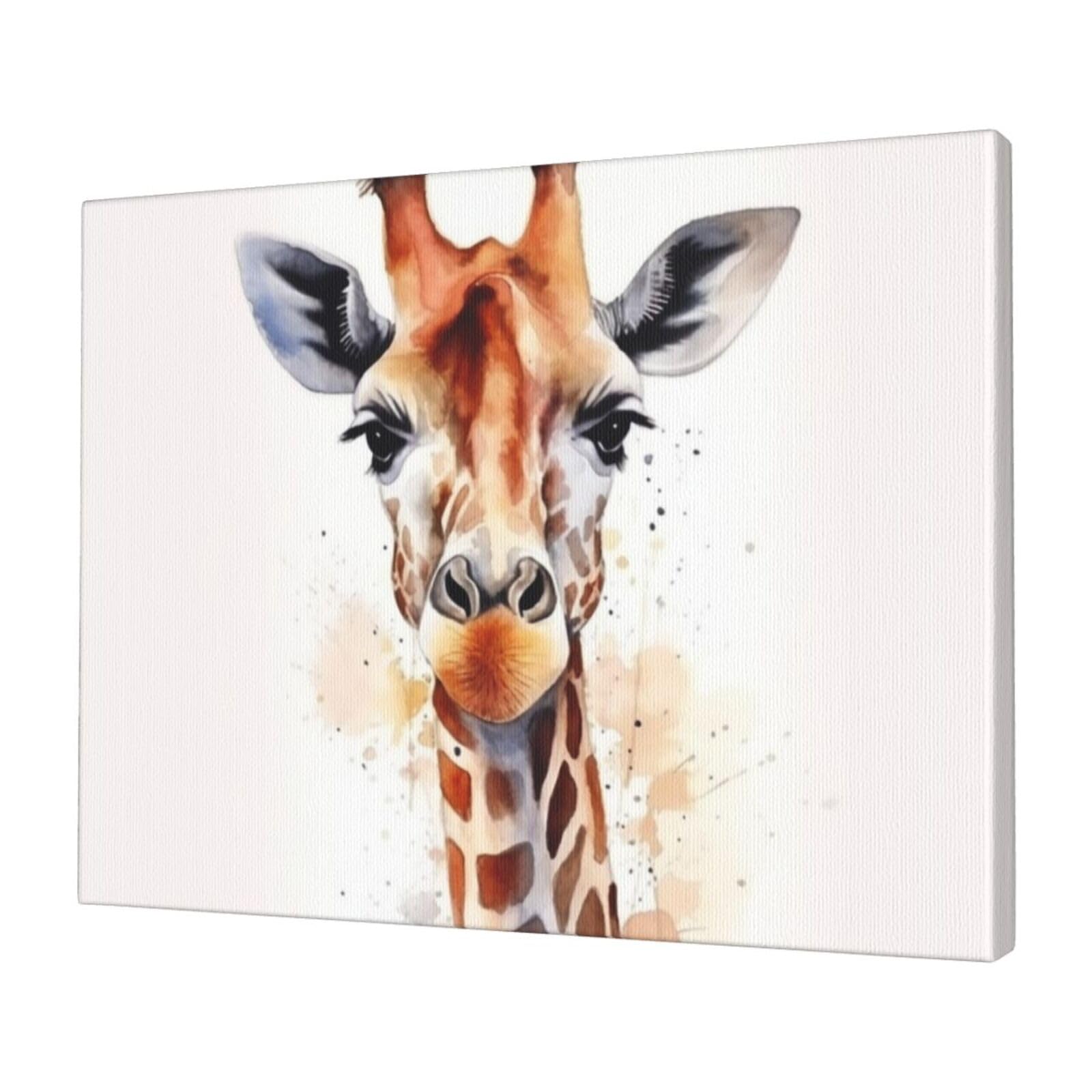 KLOPH Stylish Animal Watercolor Giraffe Canvas Wall Art for Living Room 12"x16" Modern Artwork Painting for Bathroom Hanging Canvas Prints Aesthetic Wallart for Bedroom Kitchen Office Wall Decor