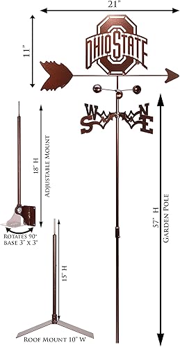 Miniatura 3 de SWEN Products Veleta de los Ohio State Buckeyes (estaca de jardín incluida)