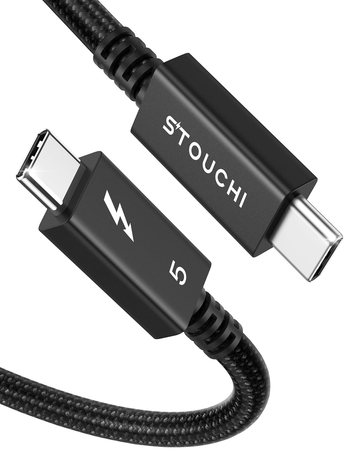 Stouchi Intel Certified Thunderbolt 5 Cable 80Gbps, up to 120Gbps Bandwidth, Dual 8K Display, 240W Power, Compatible with Thunderbolt 5/4, USB4, MacBook, SSD, eGPU, Premium Braided Cable, 3.3FT
