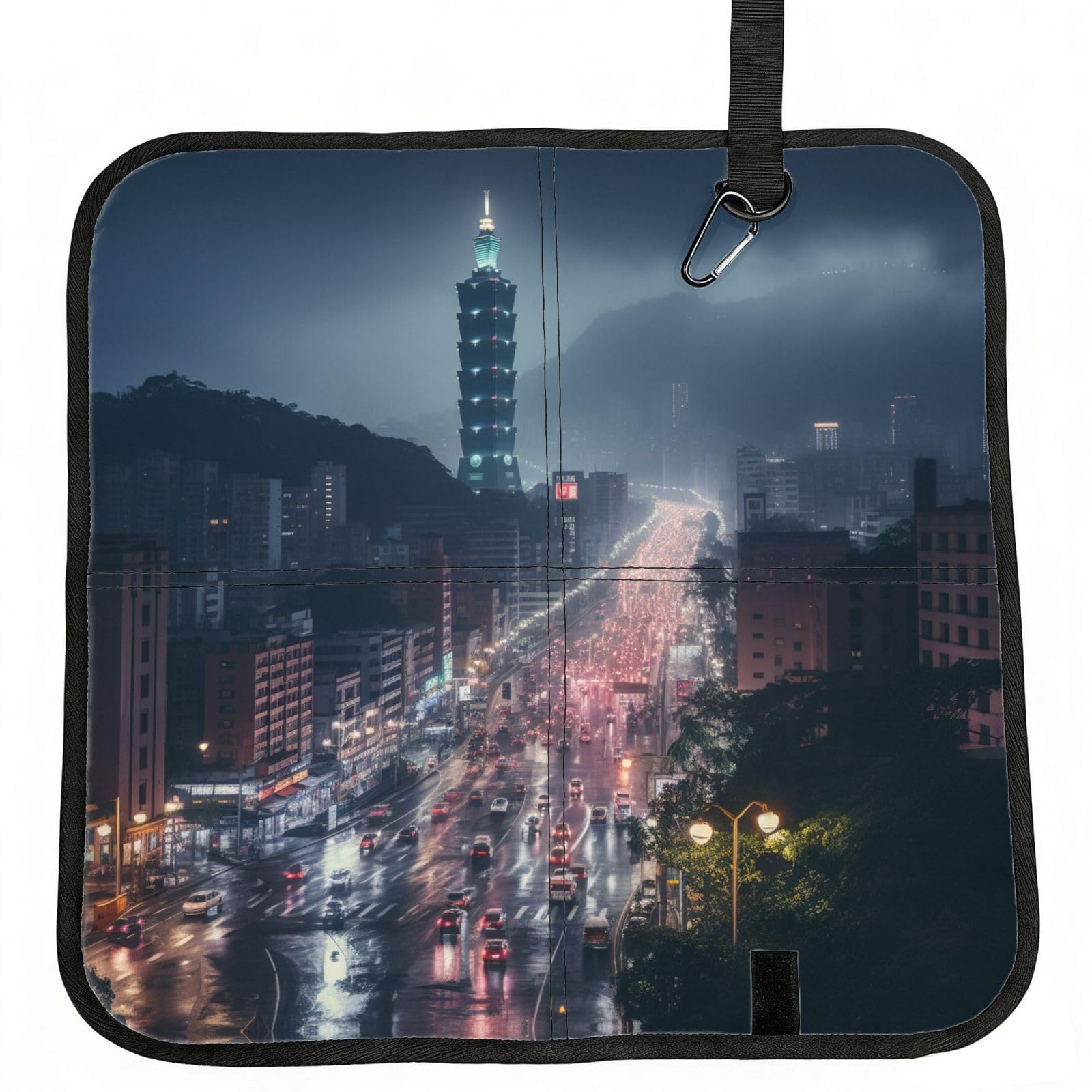 YGLHBDPBF Taipei Scenery Print Camping seat cushion,Foldable Sitting Pads,Save Backpack Space for Hiking
