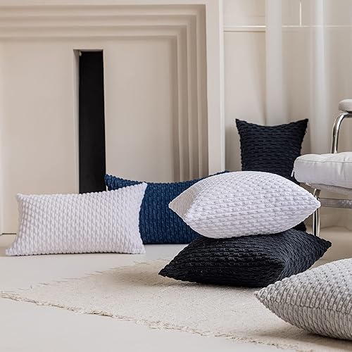 Vista 492 de Kevin Textile - Juego de 2 fundas decorativas para cojines, de pana y con moderno estilo campestre bohemio a rayas para decorar hogar, sofá, cama