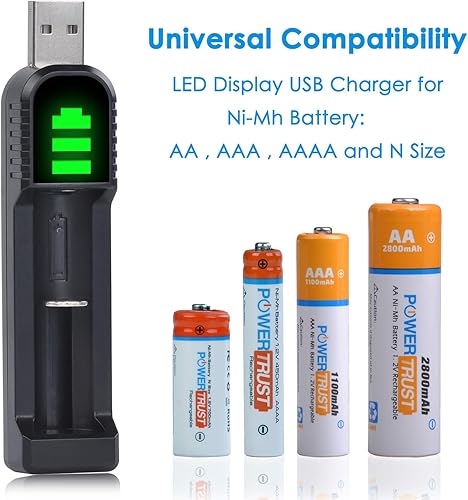 Miniatura 8 de Batería recargable de 1.2V 700mAh NI-MH LR1 N tamaño con kit de cargador USB, batería MN9100E90LR1