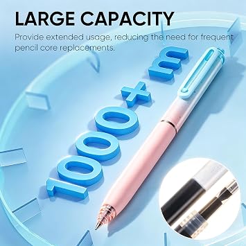 deli Gel Pens, 6 Pcs Retractable Pens Black Ink, 0.7mm Medium Point Pen