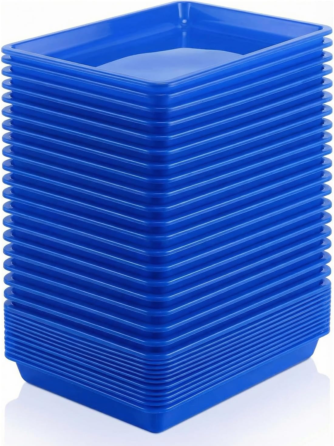Plastic Tray, 24 Pack Plastic Art Trays Actxivity Crafts Tray Organizer Serving Trays for School, Home, Painting, Beads, DIY Projects (Blue)