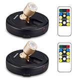 Spotlight Battery Operated, Wireless LED Puck Light, Dimmable Accent Spot Light for Plant Tree Indoor, Stick Uplighting for Display Photo Dartboard Painting Artwork Gallery Portrait, 2 Pack