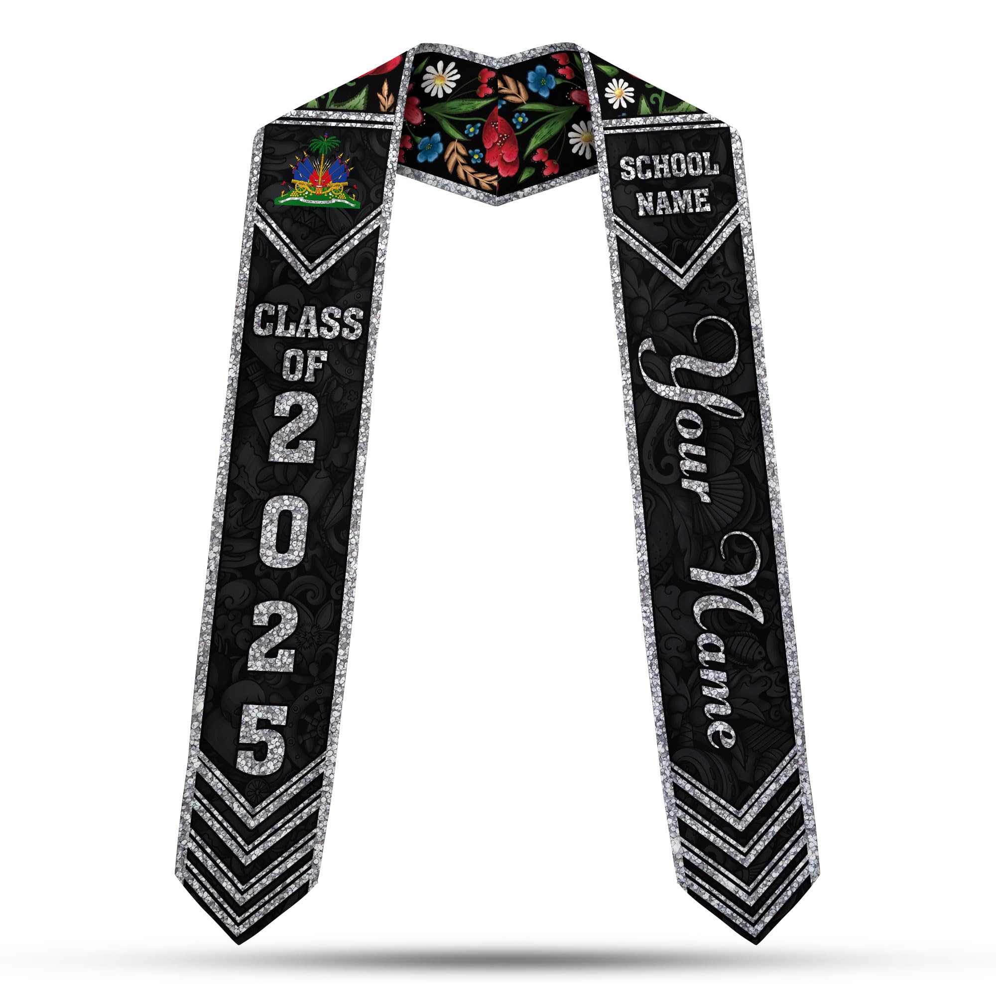 MonkeyVan Custom Haitian Graduation Sash 2025,Personalized Haiti Flag Graduation Stole,Haitians American Flag Graduation Sash S31