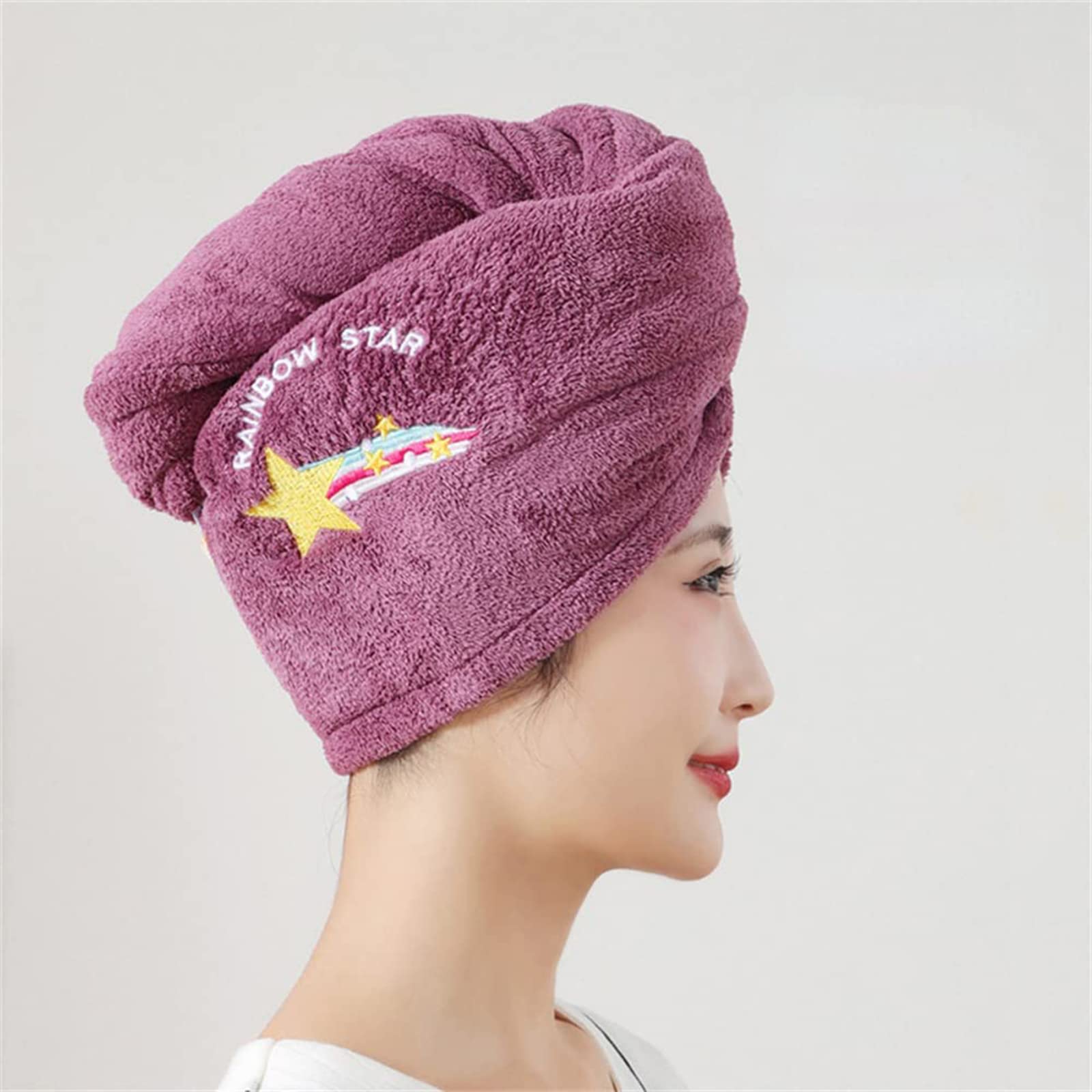 DOUKI Rapid Drying Towel, Quick Drying Towelsturban Wrap Super Absorbent Twist Turban Dry Hair Caps For Women Wet Hair, Curly, Longer, Thicker Hair Without Frizz (Purple)