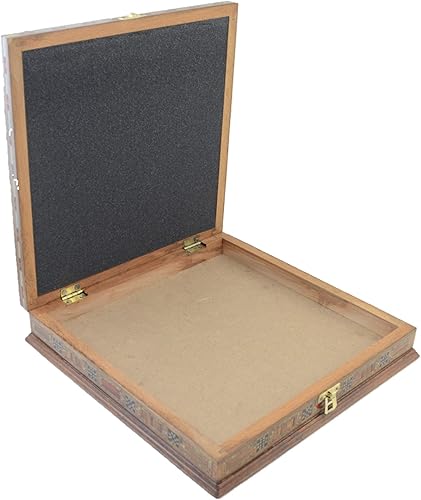 Miniatura 7 de Juego de ajedrez clásico de cobre antiguo, piezas hechas a mano y tablero de ajedrez de madera maciza natural con diseño de perlas alrededor de la