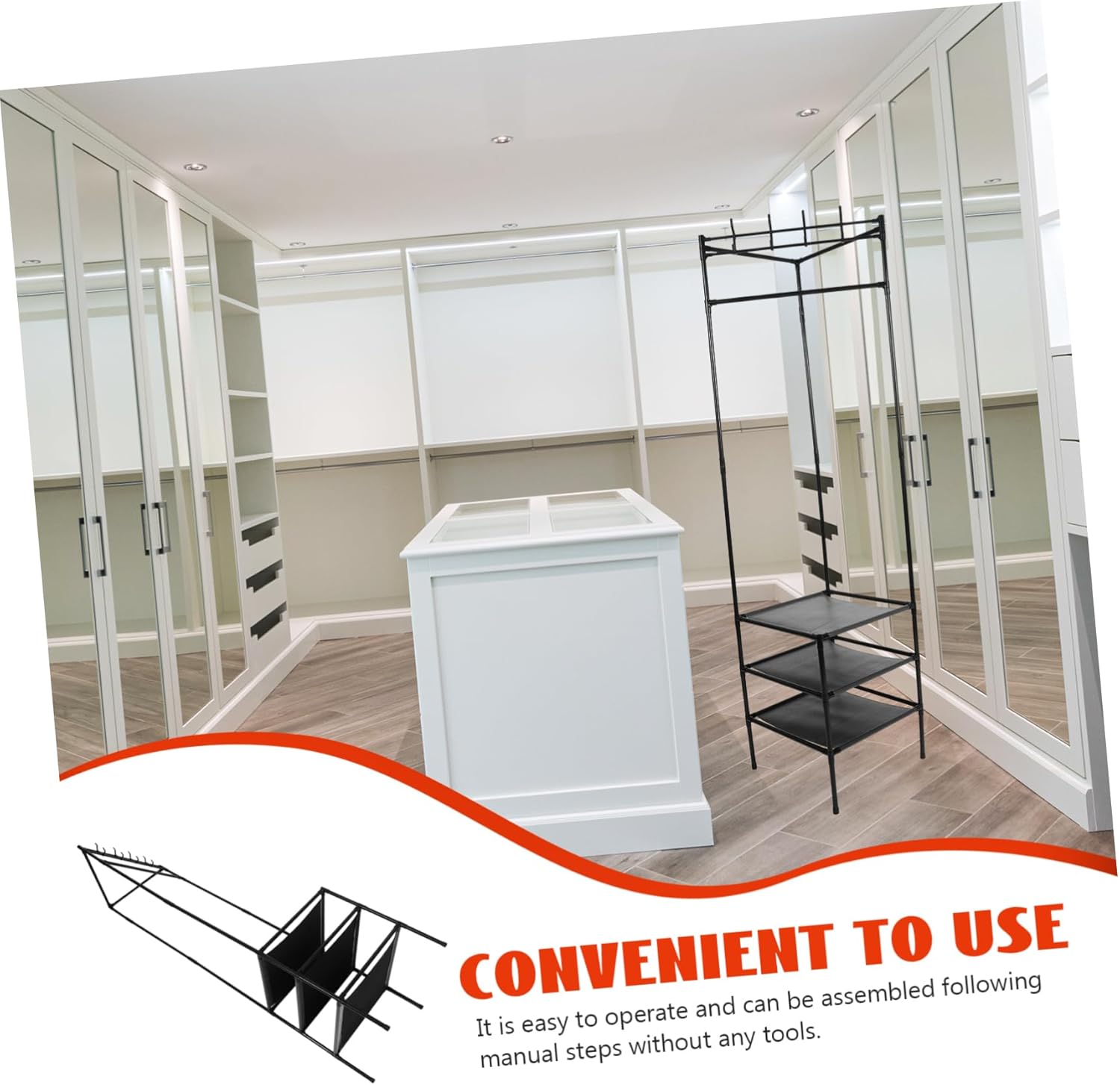 Modern Coat Rack with Shelves 3-tier Clothing Organizer Metal Clothes Rack with Sturdy Feet