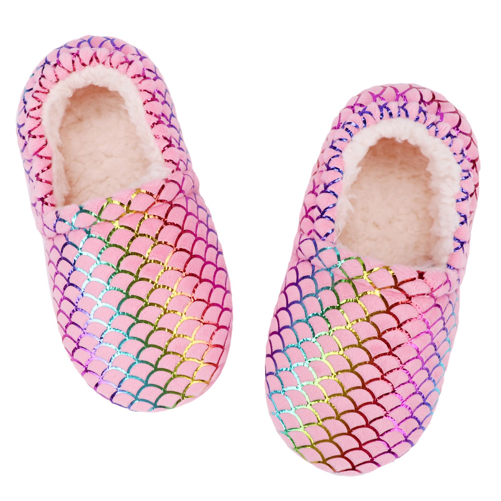 Girls Mermaid Princess Glitter House Slippers No-Slip Memory Foam Slippers for Kids (Little Kid/Big Kid)