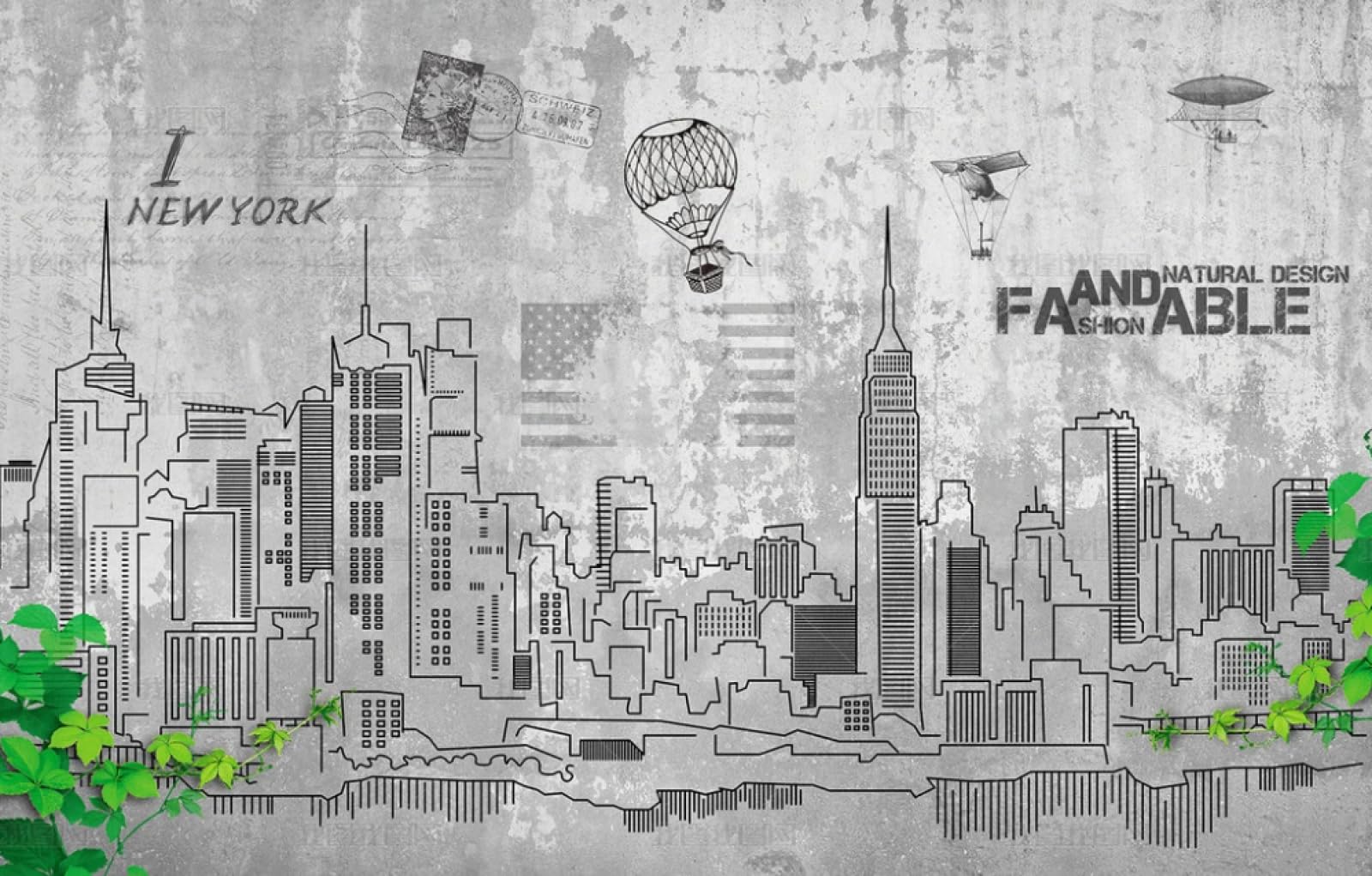 Prosta tapeta ręcznie malowana betonowa ściana salon miejski malarstwo dekoracyjne kawiarnia restauracja mural 3D, 300 x 210 cm