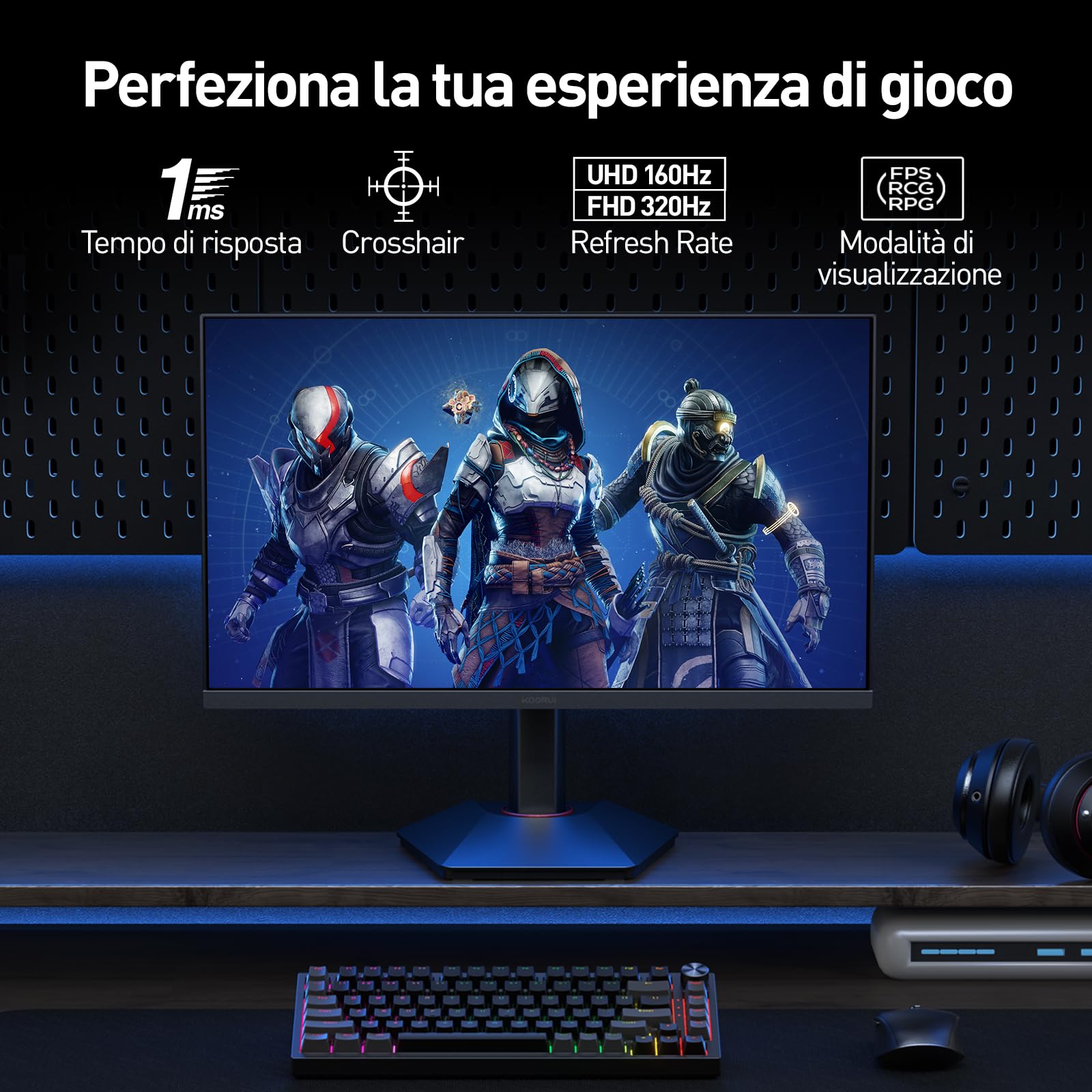 Monitor Gaming KOORUI G2741L 27 Pollici 4K UHD 160Hz - Dettaglio