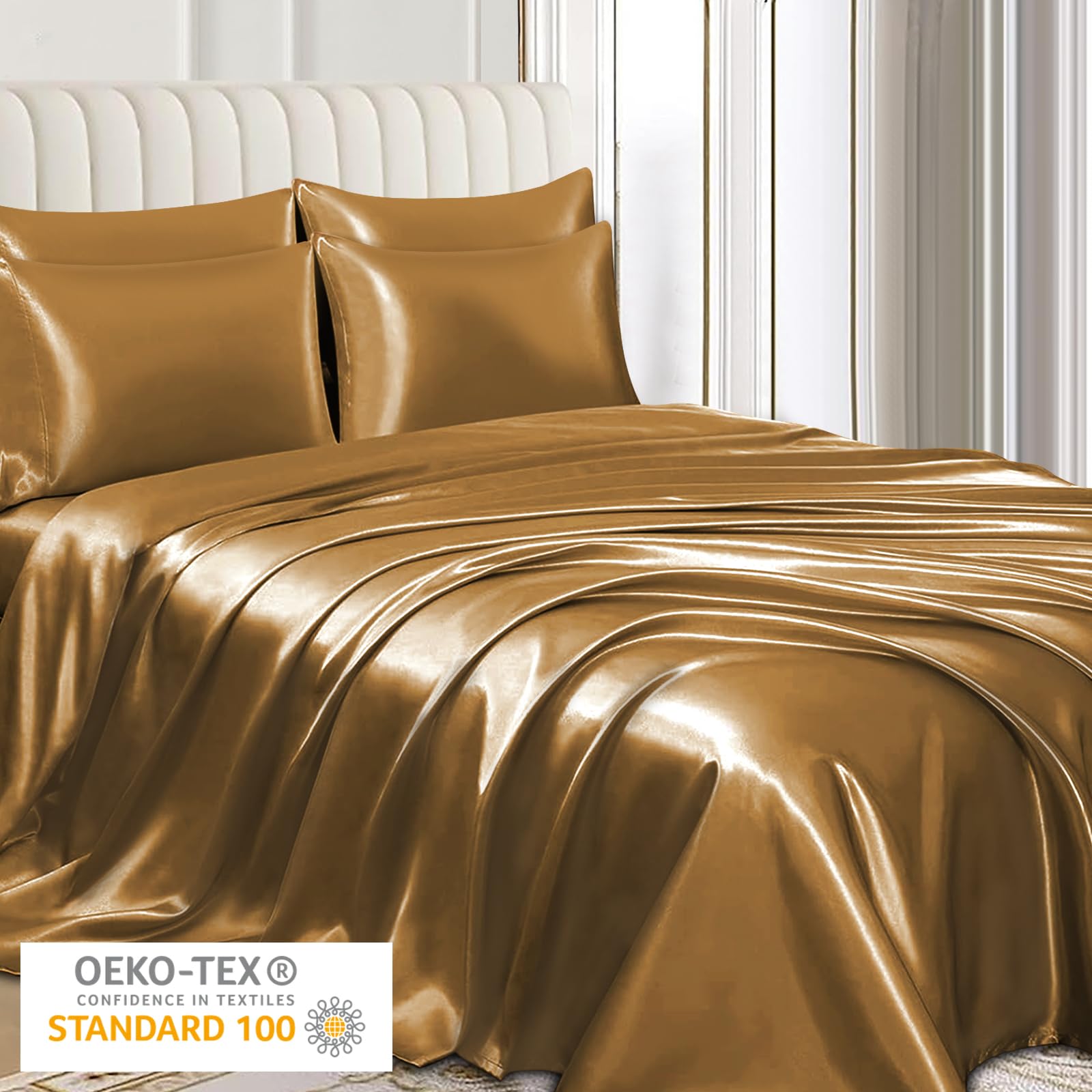 Pamposh Satin Silk Pillowcases For Hair And Skin 2 Pack Standard Size with Envelope Closure (Brown, 2 Pcs Pillowcases (50 x 75 cm)) - Image 2