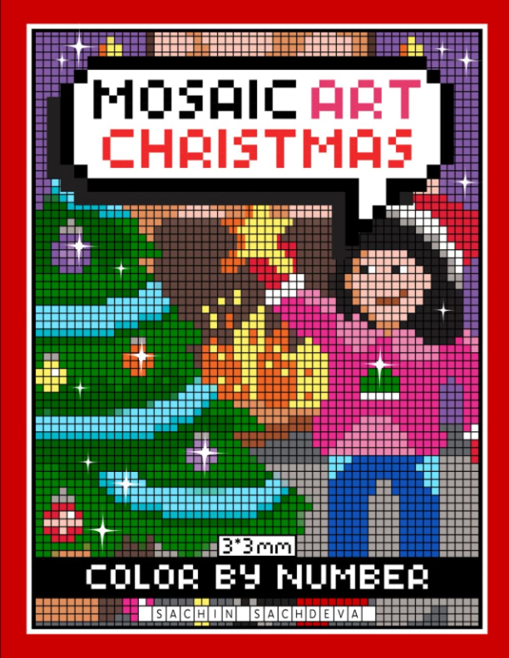Mosaic Art Color By Number: Christmas Coloring Book for Adults Relaxation and Stress Relief with 3*3 mm sections