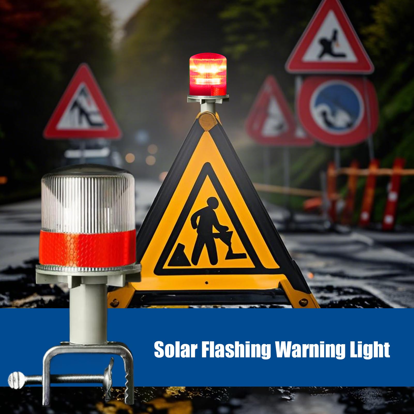 LED Strobe Lights - Solar Flashing Lamp, Construction Site Warning | Traffic Signal Light, Solar Powered Safety Flash Lamp, Industrial LED Warning Lights, Waterproof Safety Flashing for Traffic