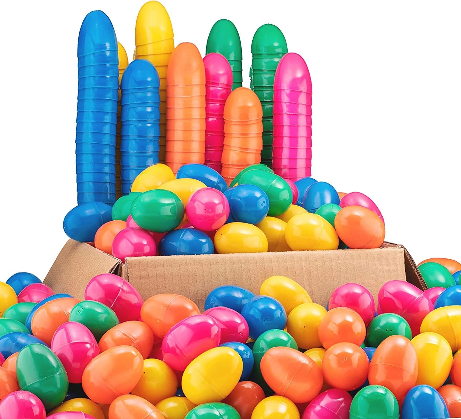 MAXYGIFT 2.25" Empty Multi-color Surprise Plastic Easter Eggs for Filling Hunt Easter Basket Bulk (Pack of 100)