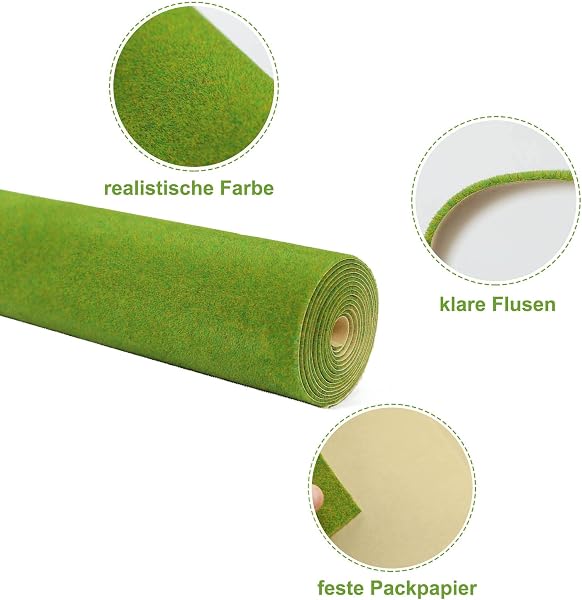 Evemodel 200 * 40 cm Modelleisenbahnrasen Rasenmatte Grasmatte Landschaftsbau Farblich Sortiert Wiesen Matte Minigarten Bonsai Dekor (Gras Grün) - 2