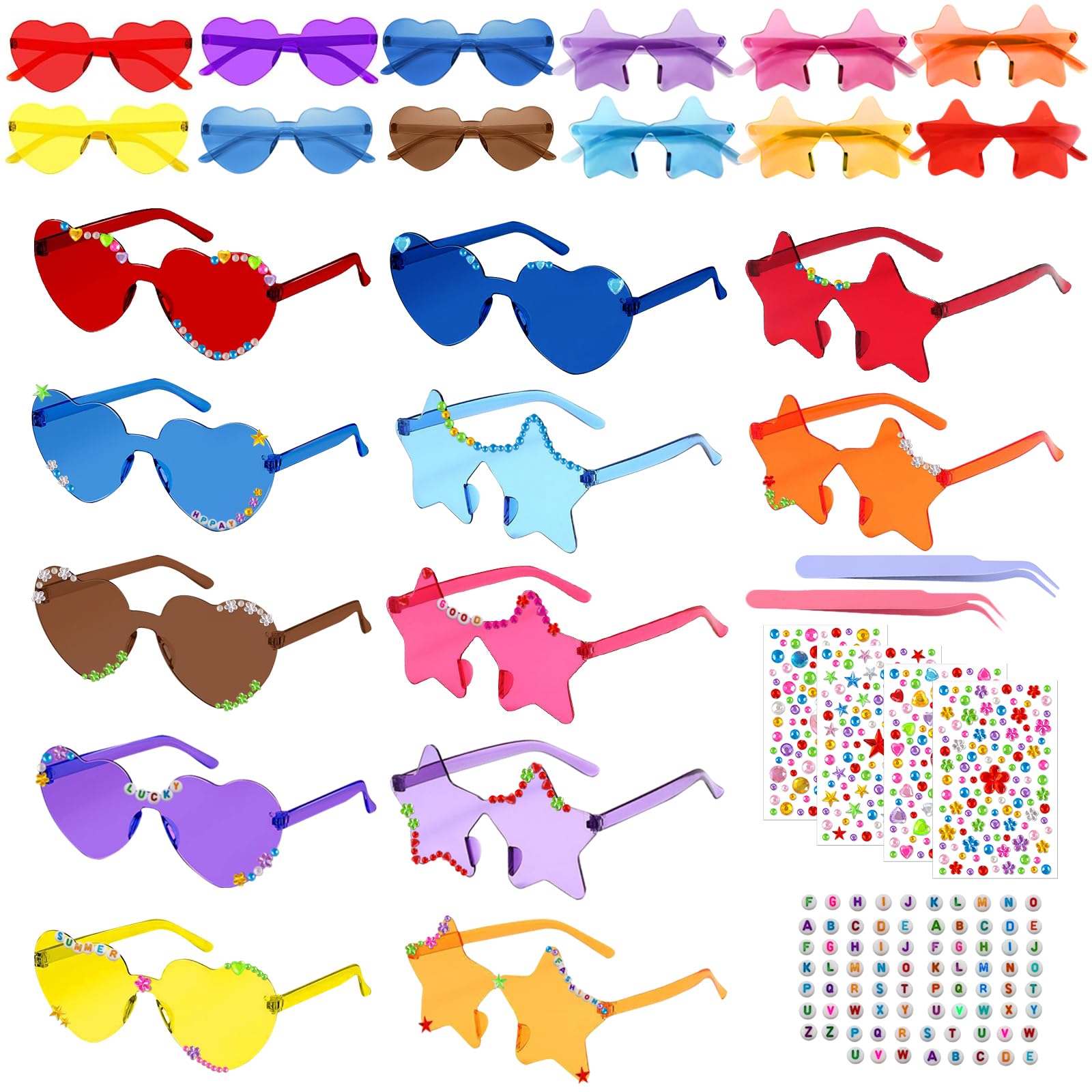 12 Pares Gafas de Fiesta Gafas de Sol Corazón Hippy Gafa de Sol