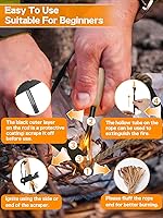 Vista 5 de Fire Starter Survival Tool, Fire Starter Kit Includes Magnesium Rod, Steel Striker, 2 Pcs Wick Hemp Rope and Multifunctional Outdoor Bag, Fire