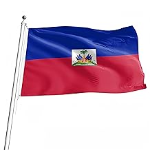 Drapeau Haïtien 150 x 90cm Drapeau Haïti 5 x 3ft Grand Drapeau Haïtien en Avec œillets en Métal Célébrations à Intérieur Extérieur Décoration de Fête Sur le Thème du Patriotisme