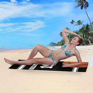 Basketball Style Personalized Beach Towels with Name and Number, Custom Bath Towels for Men Women Boy Girl Sports Team 3060 inches (Basketball 1)