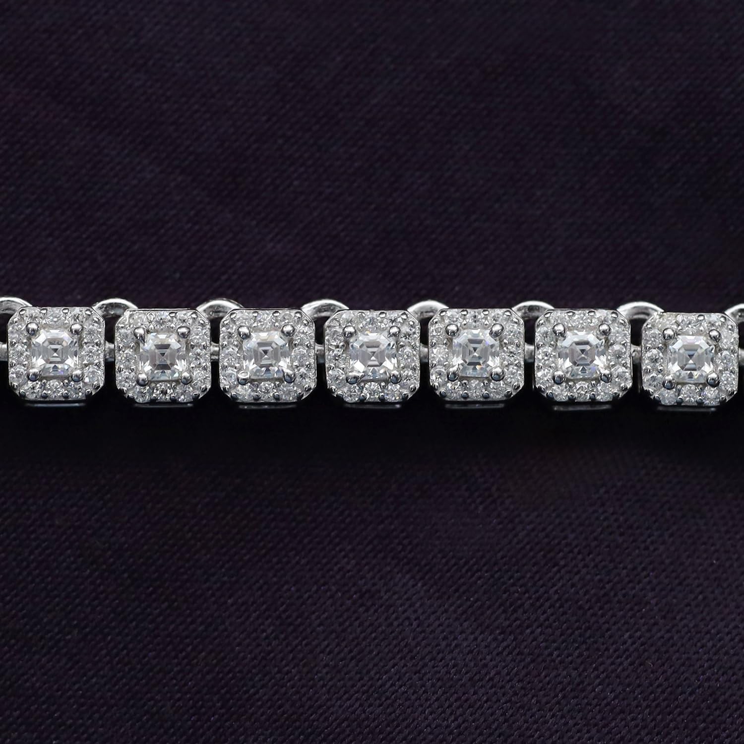 925 Sterling Silver 4MM & 6MM Moissanite Tennis Chain Necklace for Men Asscher & Round Lab Created Moissanite Jewelry 18K Gold Plated Tennis Necklace Chains 18" Length (10.35 Cttw To 15.30 Cttw)
