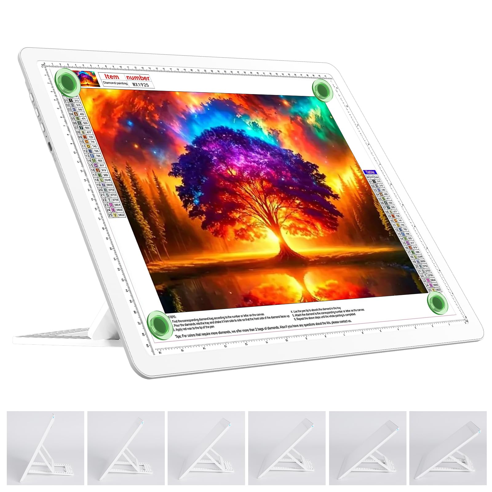 TOHETO Lavagna luminosa ricaricabile A3 con supporto, cuscinetto luminoso magnetico super luminoso con pulsanti laterali, scatola luminosa wireless per tracciare e disegnare, tavolo luminoso a LED