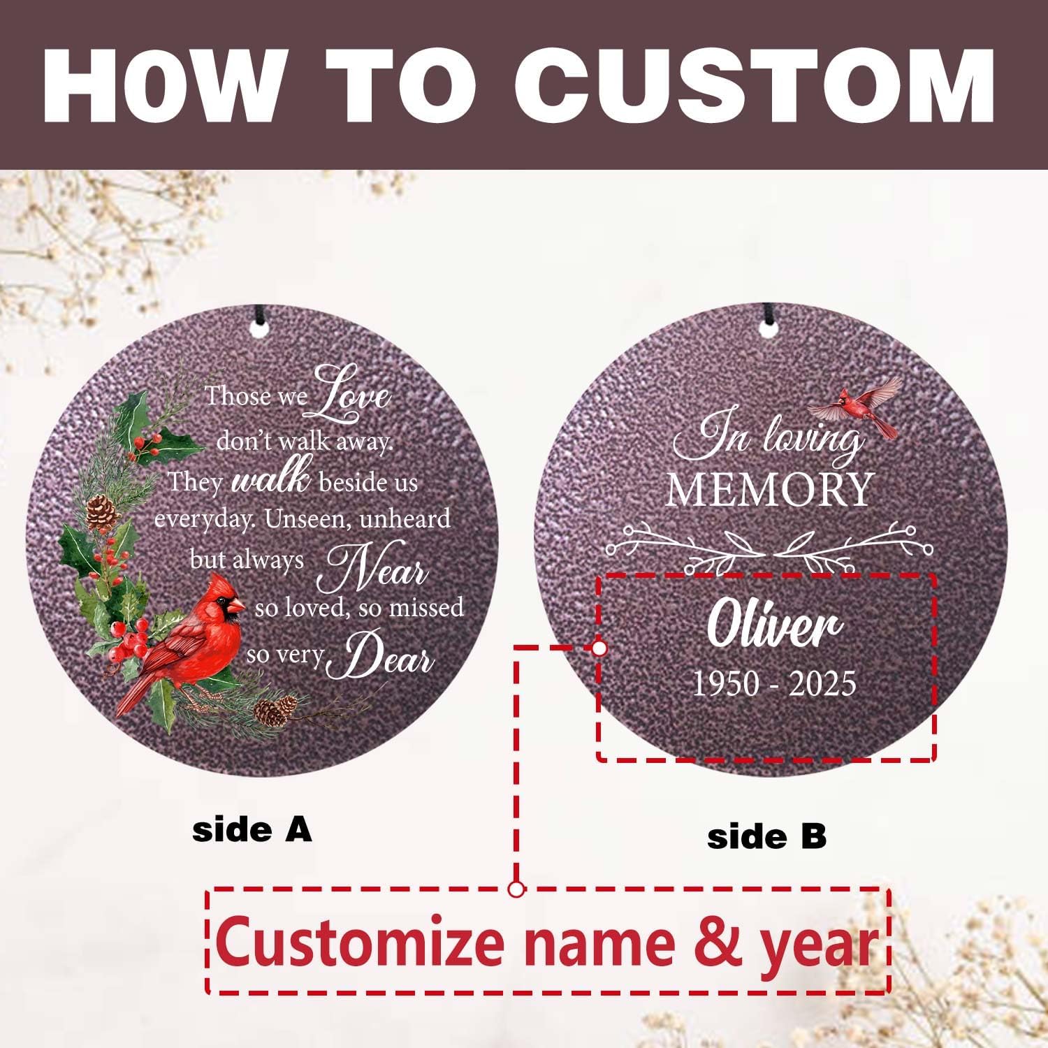 ASTARIN Personalized Cardinal Wind Chime Memorial, Customized Sympathy Wind Chimes for Loss of Loved One, in Memory of Loved Ones Lost, Bereavement Gifts Windchimes Outdoor, Produced in USA