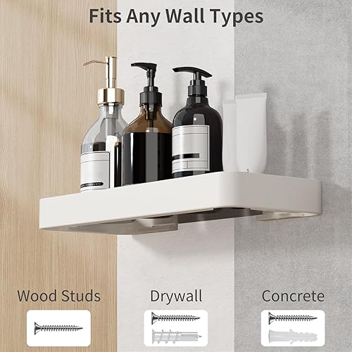 Miniatura 7 de Danpoo Estante de pared de 12 pulgadas, de vidrio templado transparente con marco de aluminio blanco mate Organizador flotante versátil para baño