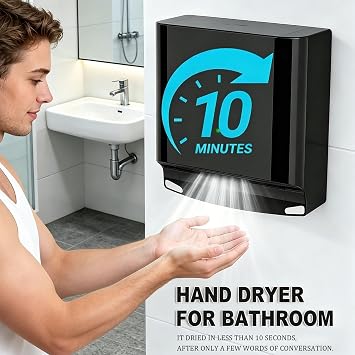 Touchless Wall Mounted Hand Dryer, 800W High Speed Hot Cold Air Blower, Quick Dry with ABS Shell, for Commercial Home Bathrooms Gold