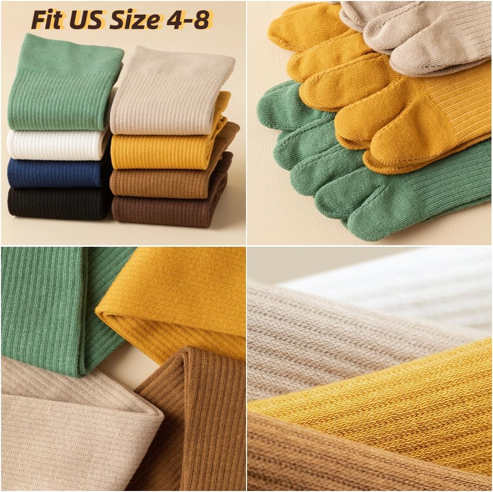 Knee High Toe Socks for Women - 4 Pairs Five Toe Knee High Boot Socks for Yoga, Pilates, Outdoor Sport, Athletic - Image 2