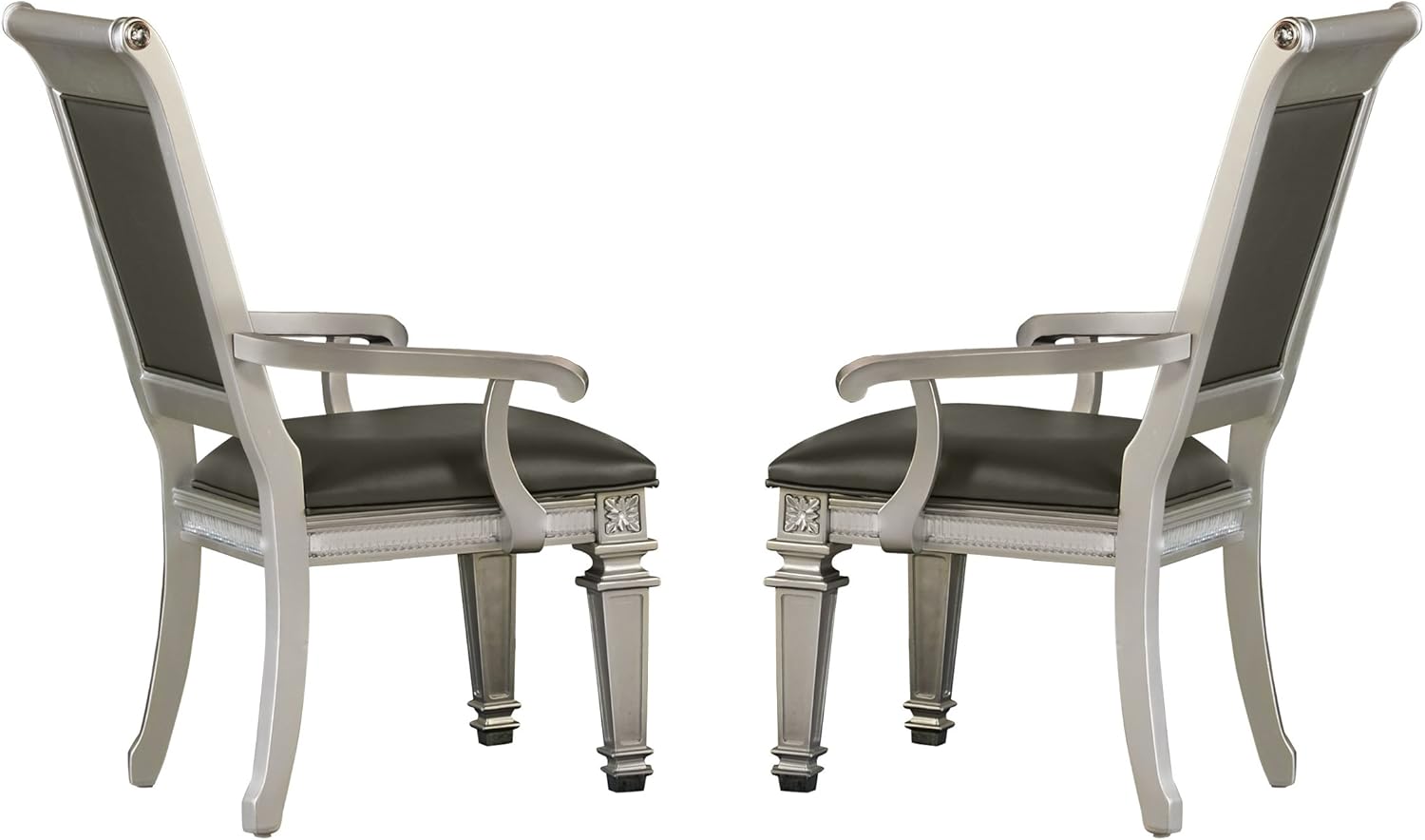 Homelegance Bevelle 2 Piece Pack Modern Dining Chairs with Arm, Silver