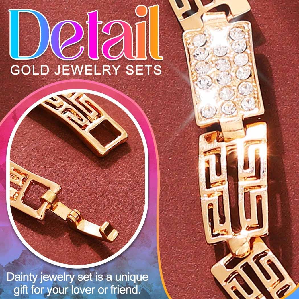 GORAIS Gold Choker Necklaces Jewelry Sets Wedding Rhinestone Earrings Bracelet Ring Set for Women Formal - Image 7